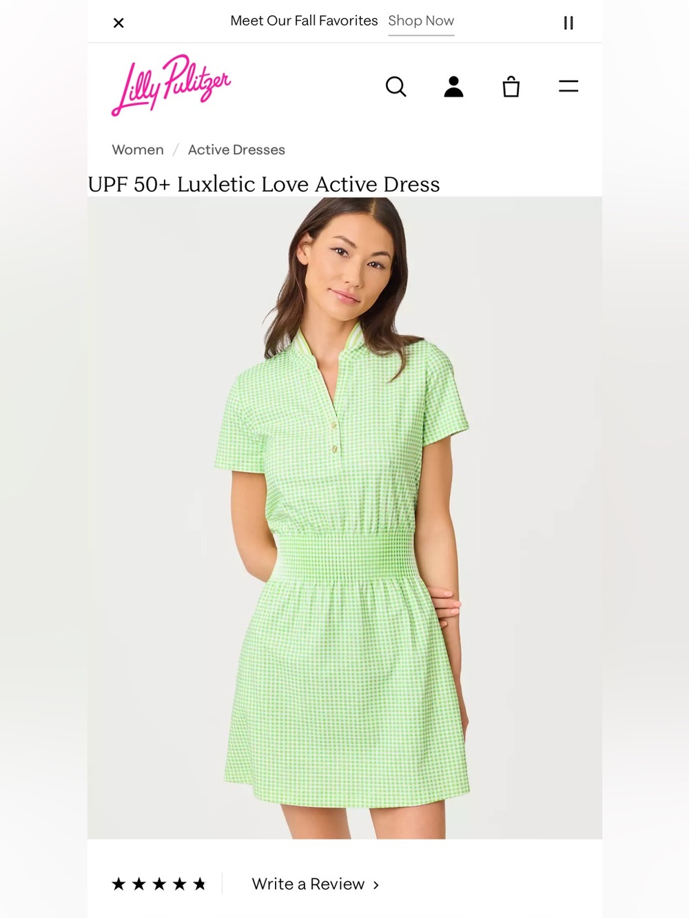 Lilly Pulitzer UPF 50+ Luxletic Love Active Dress Large